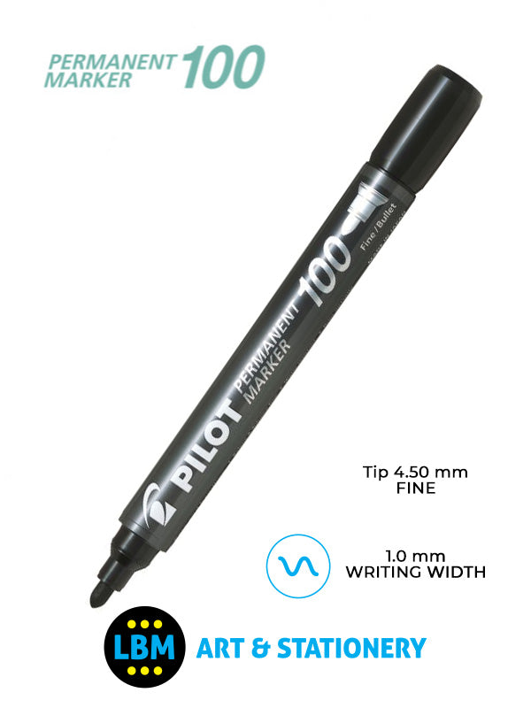 Pilot - Permanent Marker 100 Pen 4.5mm Tip - Choose Colour - SCA-100 - LBM Art & Stationery Store