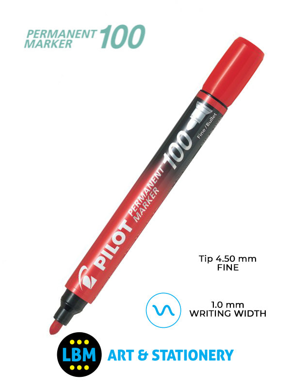 Pilot - Permanent Marker 100 Pen 4.5mm Tip - Choose Colour - SCA-100 - LBM Art & Stationery Store