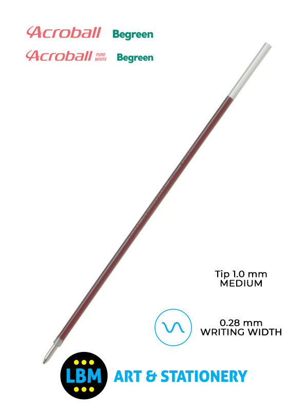Pilot - Refills for Acroball / Acroball Pure White with 1.0mm Ball - Choose Colour - BRFV-10 - LBM Art & Stationery Store