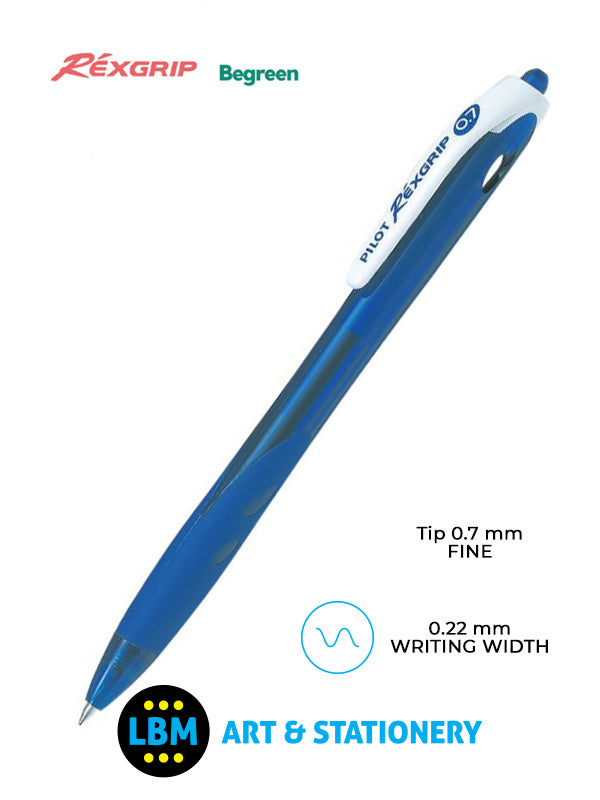 Pilot - Rexgrip Retractable Ballpoint Pen - Choose Colour - BRG-10F-BG / BRG-10M-BG - LBM Art & Stationery Store