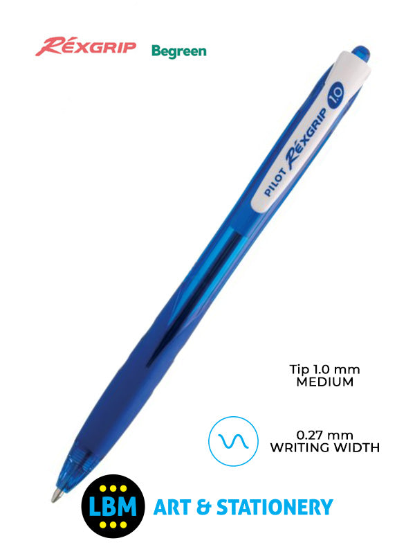 Pilot - Rexgrip Retractable Ballpoint Pen - Choose Colour - BRG-10F-BG / BRG-10M-BG - LBM Art & Stationery Store