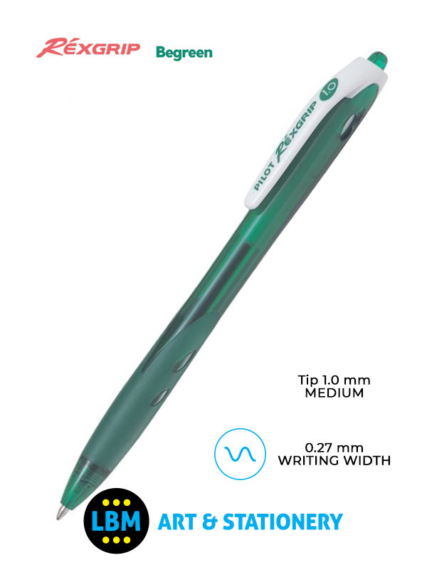 Pilot - Rexgrip Retractable Ballpoint Pen - Choose Colour - BRG-10F-BG / BRG-10M-BG - LBM Art & Stationery Store