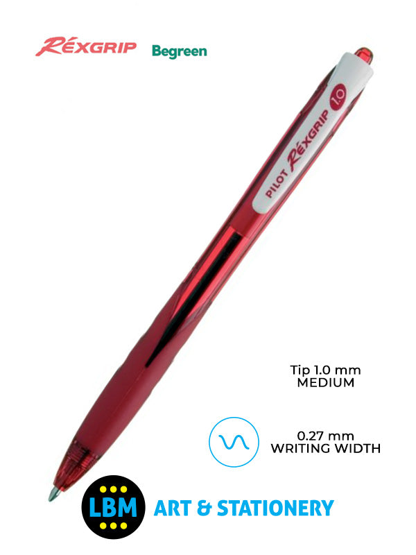Pilot - Rexgrip Retractable Ballpoint Pen - Choose Colour - BRG-10F-BG / BRG-10M-BG - LBM Art & Stationery Store