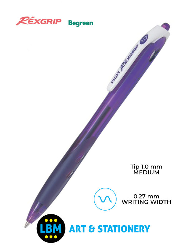 Pilot - Rexgrip Retractable Ballpoint Pen - Choose Colour - BRG-10F-BG / BRG-10M-BG - LBM Art & Stationery Store