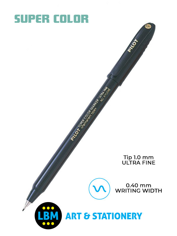 Pilot - Super Color Ultra Fine Marker Pen 1.0mm Tip - Black - SCAN-UF - LBM Art & Stationery Store