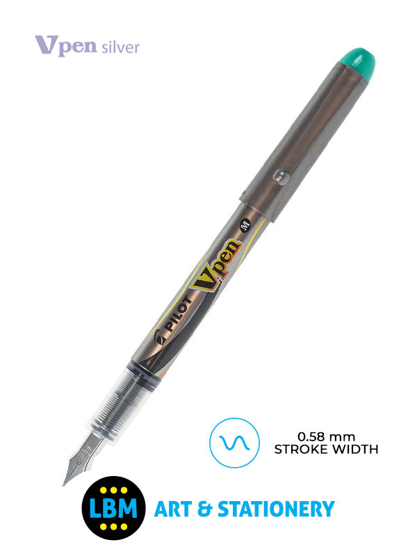 Pilot - V Pen Silver Disposable Fountain Pen - Choose Colour - SVP-4M - LBM Art & Stationery Store