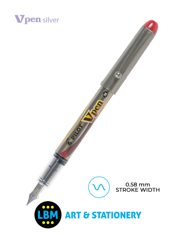 Pilot - V Pen Silver Disposable Fountain Pen - Choose Colour - SVP-4M - LBM Art & Stationery Store